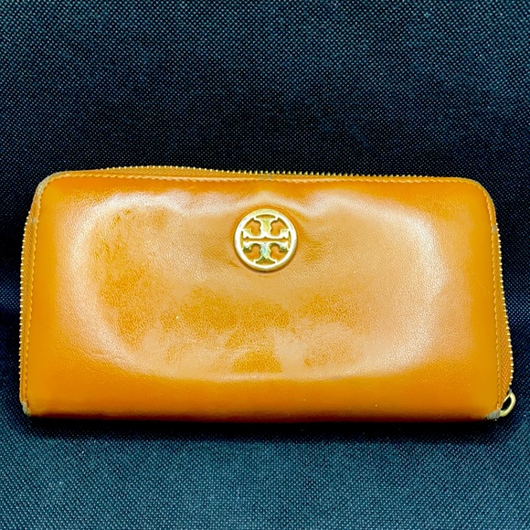 Tory burch cognac brown zip wallet - Picture 1 of 11